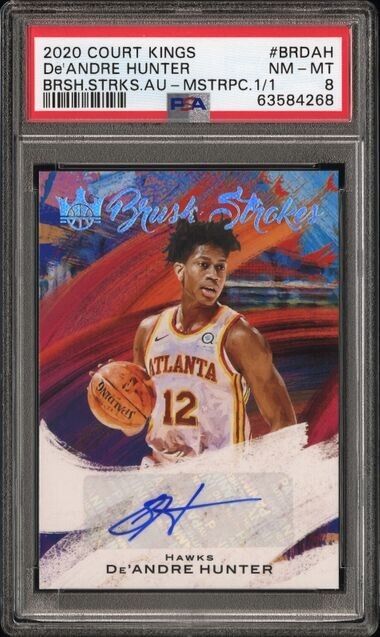 De'Andre Hunter Brush Strokes AUTO True 1/1 PSA 8 2020-21 Court KIngs