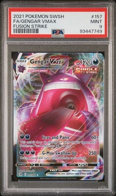 Gengar Vmax Full Art PSA 9 2021 Pokemon SWSH Fusion Strike