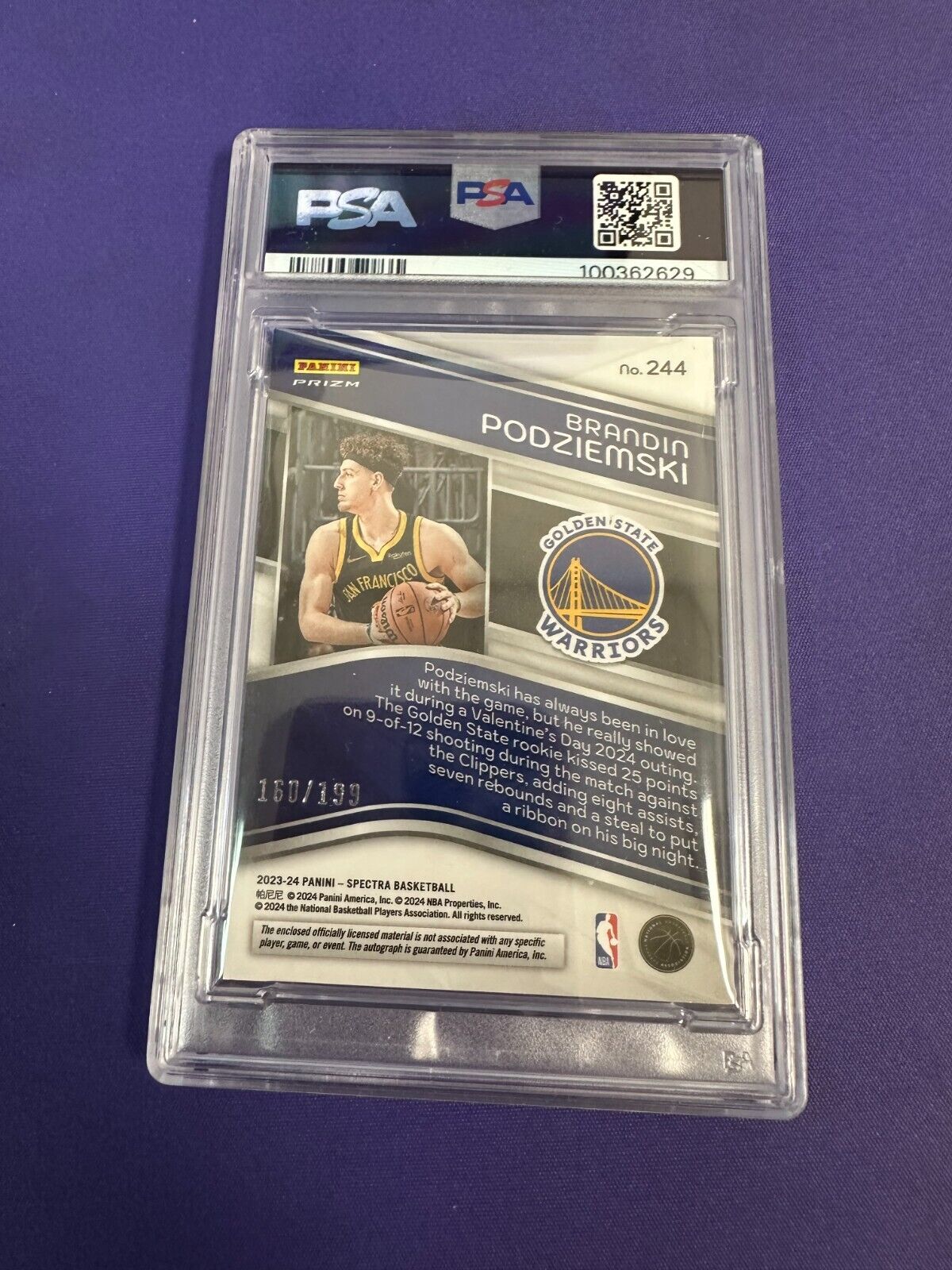 Brandin Podziemski RPA /199 PSA 9 RC 2023-24 Spectra