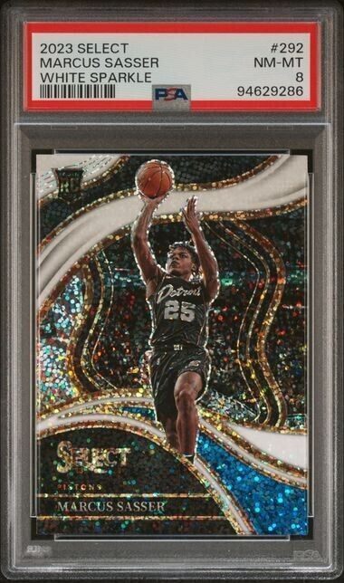 Marcus Sasser Courtside PSA 8 RC White Sparkle 2023-24 Select