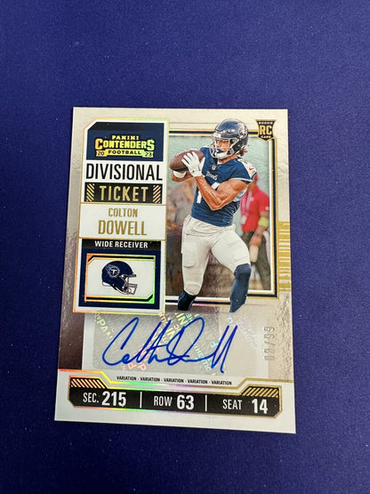 Colton Dowell RC AUTO Divisional Ticket /99 2023 Contenders