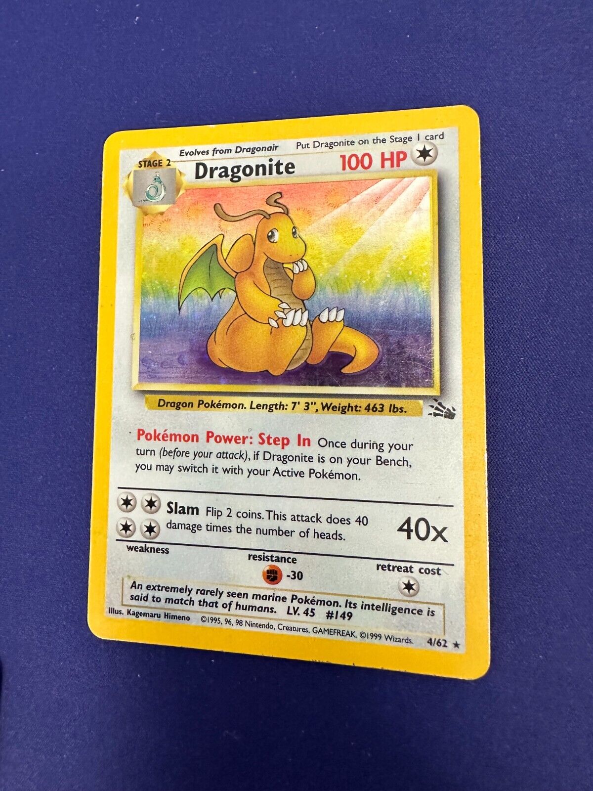 Dragonite 4/62 Fossil 1999 Pokemon