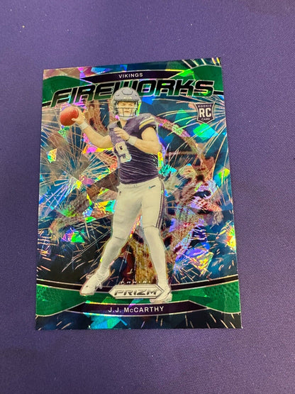 JJ McCarthy Fireworks Green Ice RC 2024 Prizm