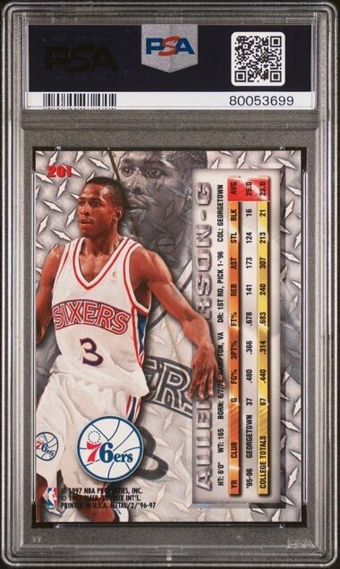 Allen Iverson RC PSA 9 1996-97 Fleer Metal