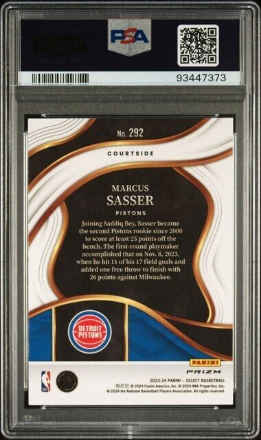 Marcus Sasser Courtside Tiger SSP PSA 9 RC 2023-24 Select