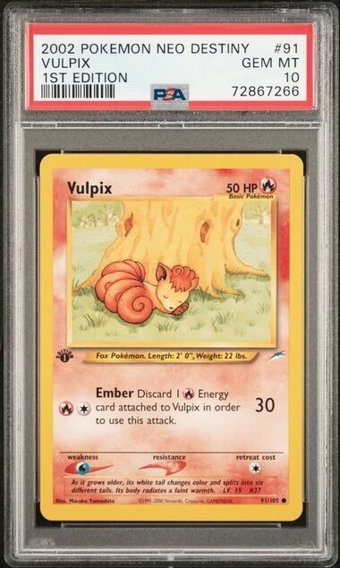 Vulpix 1st Edition PSA 10 Pokemon Neo Destiny 2002