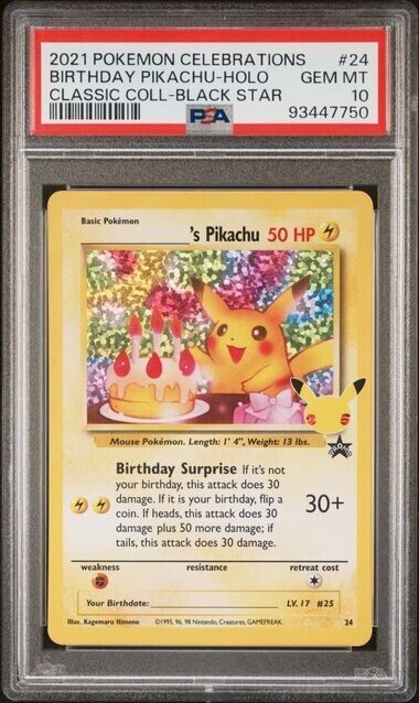 Birthday Pikachu Holo PSA 10 2021 Pokemon Celebrations Black Star Promo