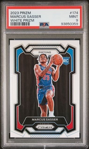 Marcus Sasser White Prizm /175 RC PSA 9 2023-24 Prizm