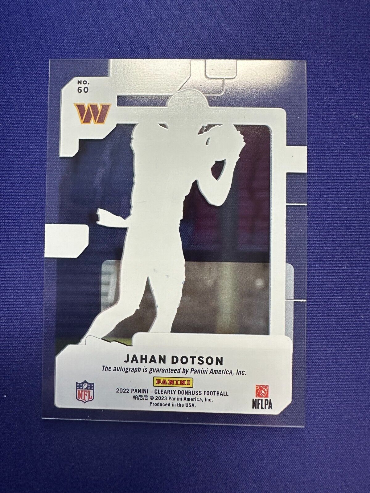 Jahan Dotson Clearly Rated Rookie AUTO RC 2022 Panini Donruss Clearly