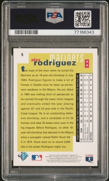 Alex Rodriguez RC PSA 9 1995 Upper Deck Collector's Choice