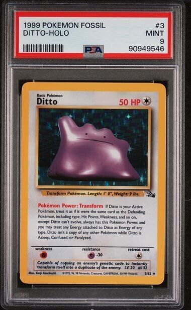 Ditto Holo PSA 9 1999 Pokemon Fossil