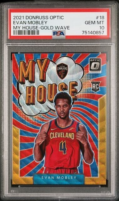 Evan Mobley My House Gold Wave RC PSA 10 2021-22 Donruss Optic