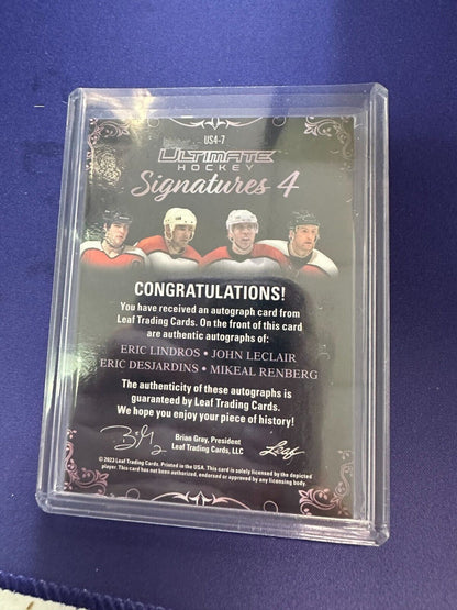 Eric Lindros / John Leclair / Eric Desjardins / Mikeal Renberg AUTO /10 Leaf