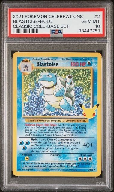 Blastoise Holo PSA 10 2021 Pokemon Celebrations