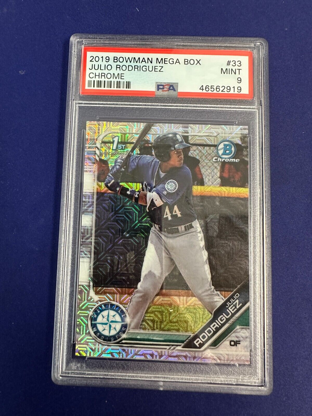 Julio Rodriguez 1st Mojo Refractor RC PSA 9 2019 Bowman Mega Box