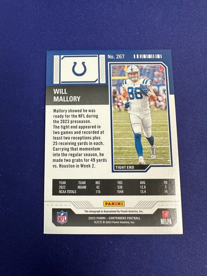 Will Mallory Rookie Ticket AUTO RC 2023 Contenders