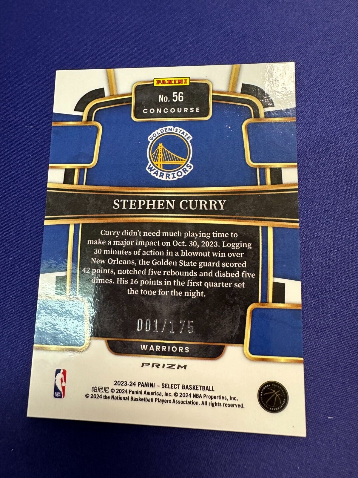 Stephen Curry Maroon 1/175 2023-24 Select