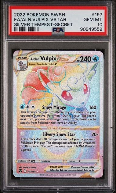 Alolan Vulpix Vstar Full Art Secret Rare PSA 10 2022 Pokemon SWSH Silver Tempest