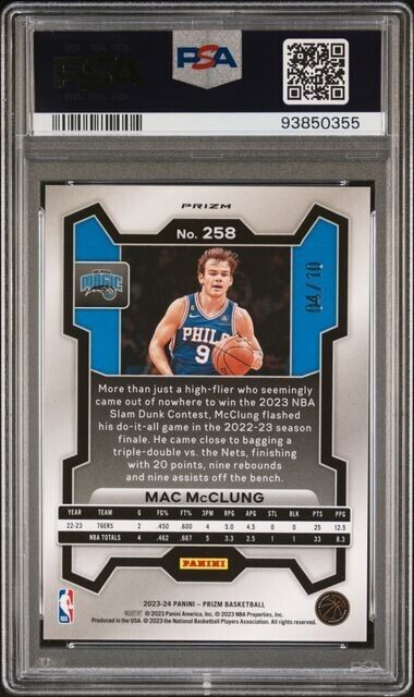 Mac McClung True Gold Prizm /10 PSA 10 2023-24 Prizm *POP 1*