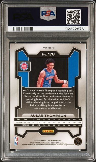 Ausar Thompson Silver Prizm PSA 10 RC 2023-24 Prizm