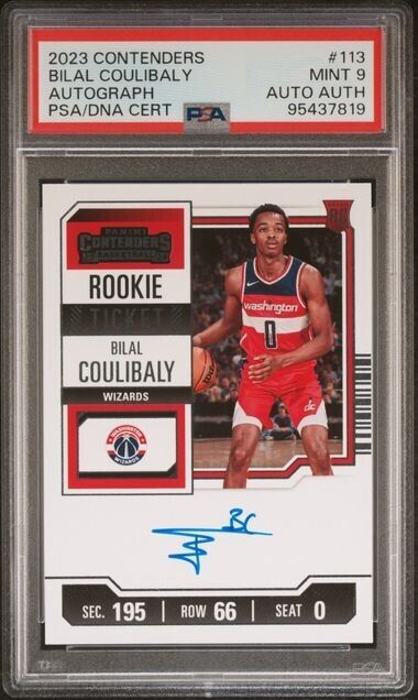 Bilal Coulibaly Rookie Ticket On Card AUTO RC PSA 9 2023-24 Contenders