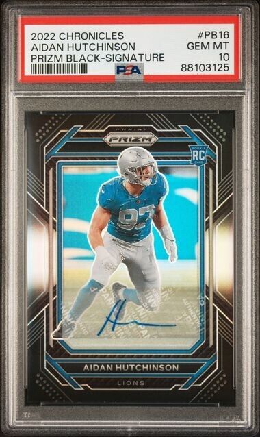 Aidan Hutchinson Prizm Black Refractor Signature RC PSA 10 2022 Chronicles