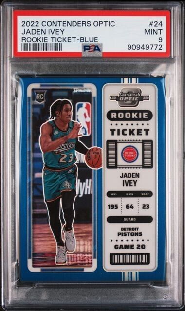 Jaden Ivey Rookie Ticket Blue RC /99 PSA 9 2022-23 Contenders Optic