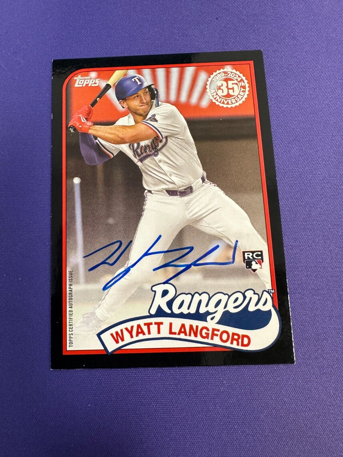 Wyatt Langford On-Card RC AUTO Black /199 35th Anniversary 2024 Topps