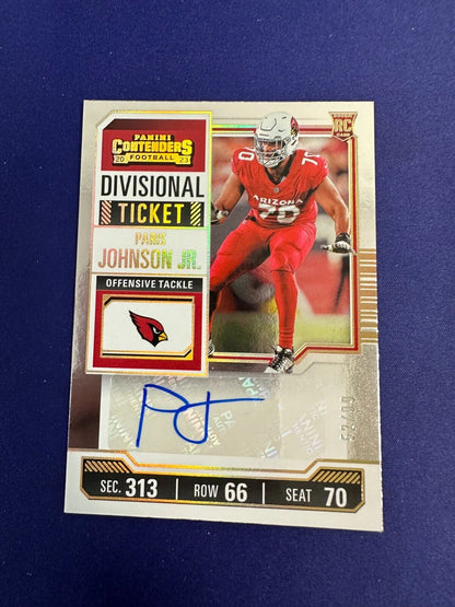 Paris Johnson Jr RC AUTO Divisional Ticket /99 2023 Contenders