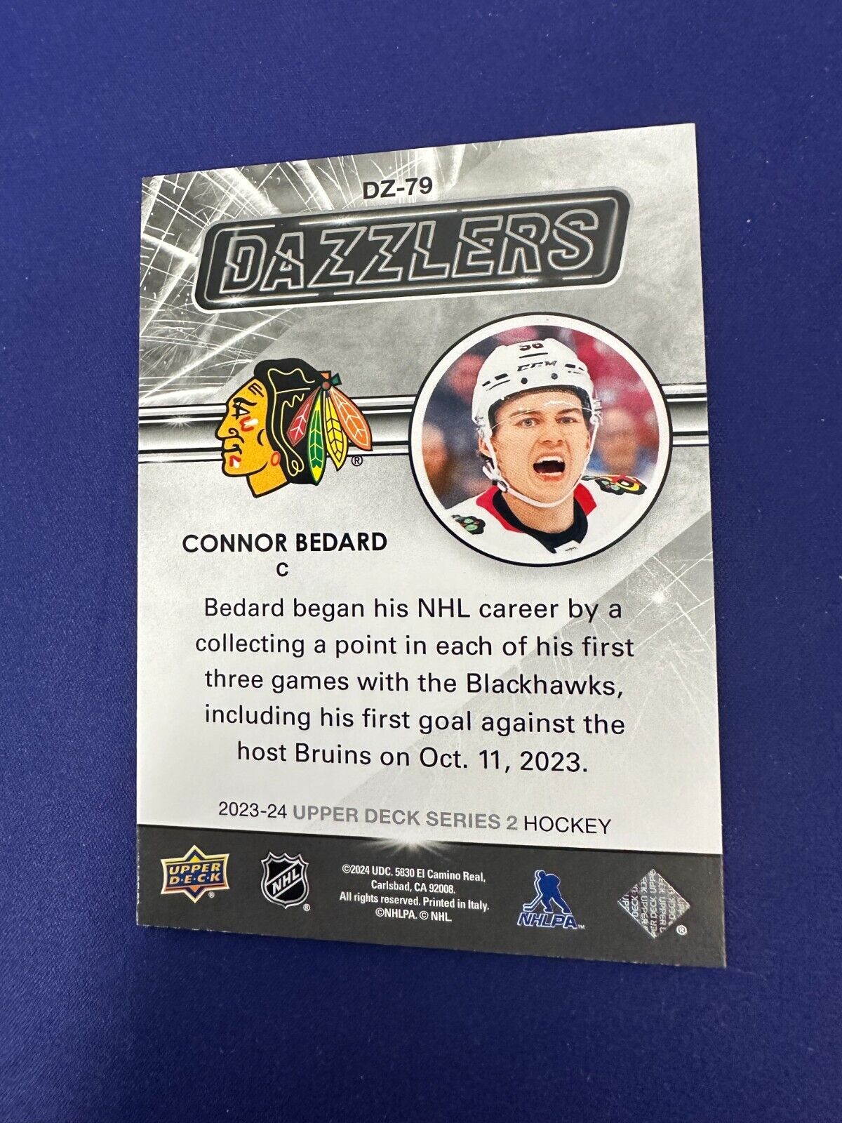 Connor Bedard Red Dazzler Rookie RC 2023-24 Upper Deck Series 2