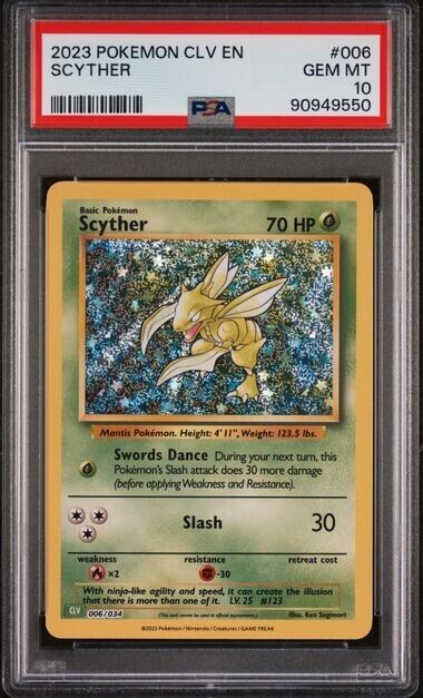 Scyther 006/034 PSA 10 2023 Pokmeon Classic Collection