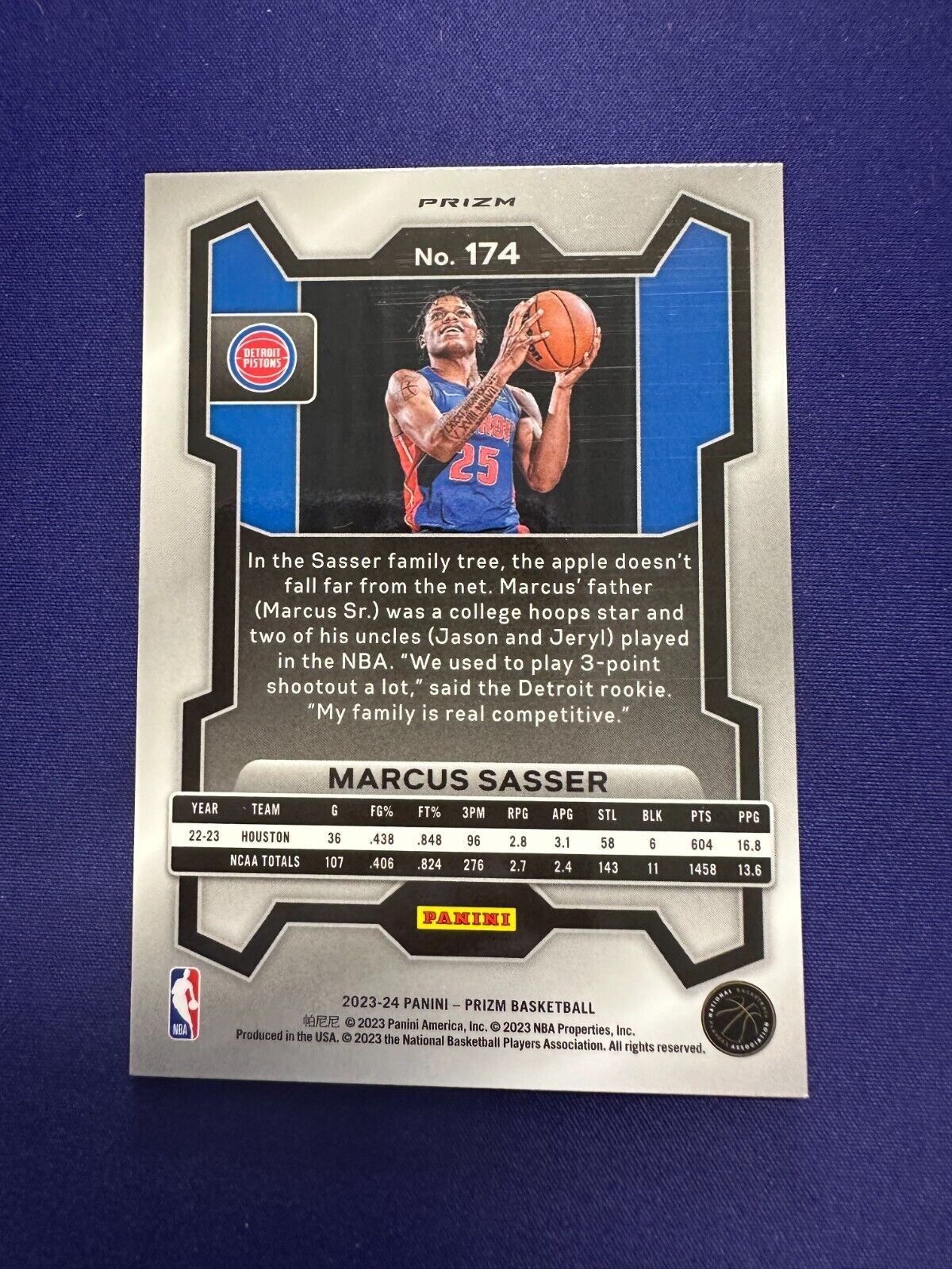 Marcus Sasser Silver Prizm RC 2023-24 Prizm