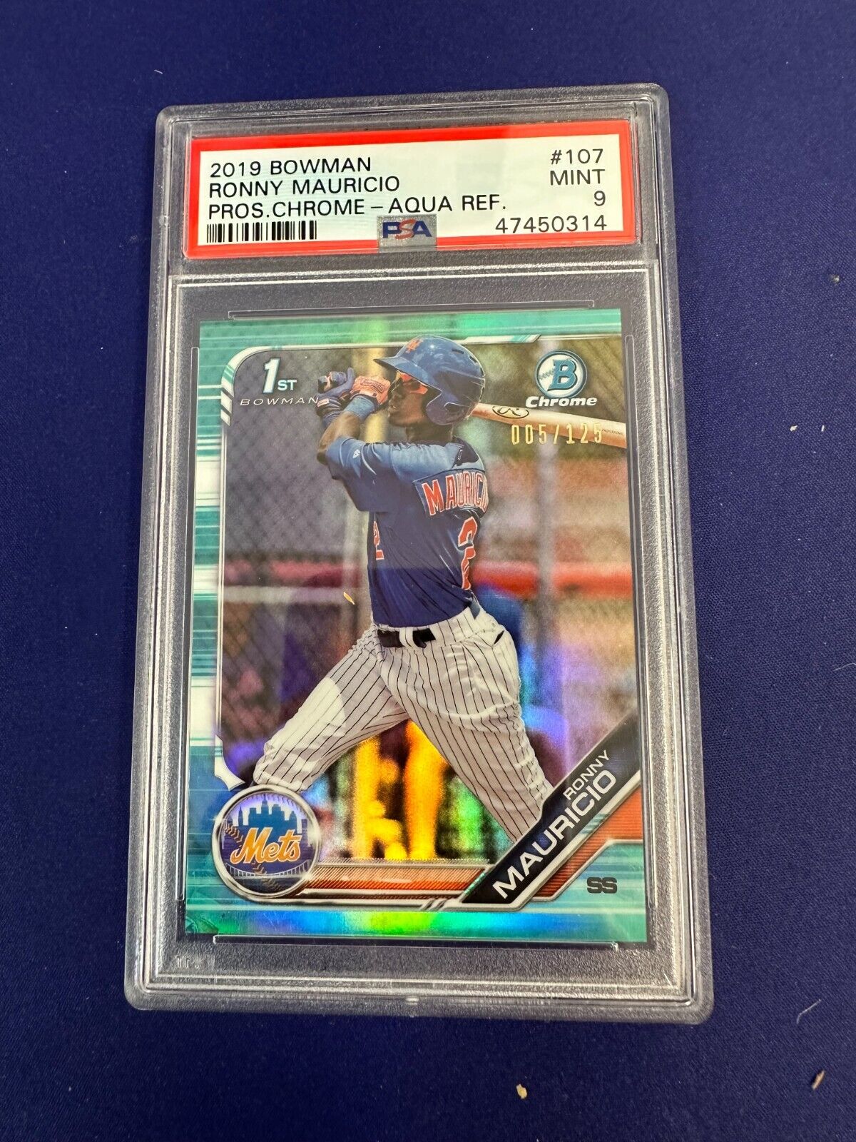 Ronny Mauricio 1st Aqua Refractor /125 PSA 9 RC 2019 Bowman Chrome