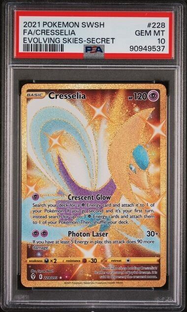 Cresselia Full Art Secret Rare PSA 10 2021 Pokemon SWSH Evolving Skies