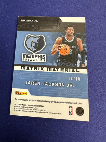 Jaren Jackson Jr Patch Auto Electric Etch Yellow /10 2021-22 Obsidian #MMA-JJJ