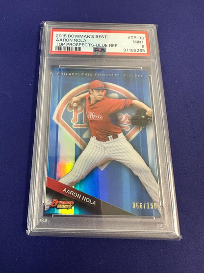 Aaron Nola Blue Refractor /150 PSA 9 2015 Bowman's Best