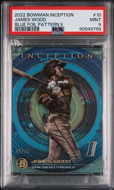 James Wood Blue Foil /99 RC PSA 9 2022 Bowman Inception