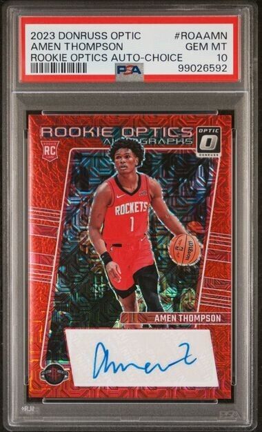 Amen Thompson PSA 10 RC AUTO Red Mojo Choice 2023-24 Optic