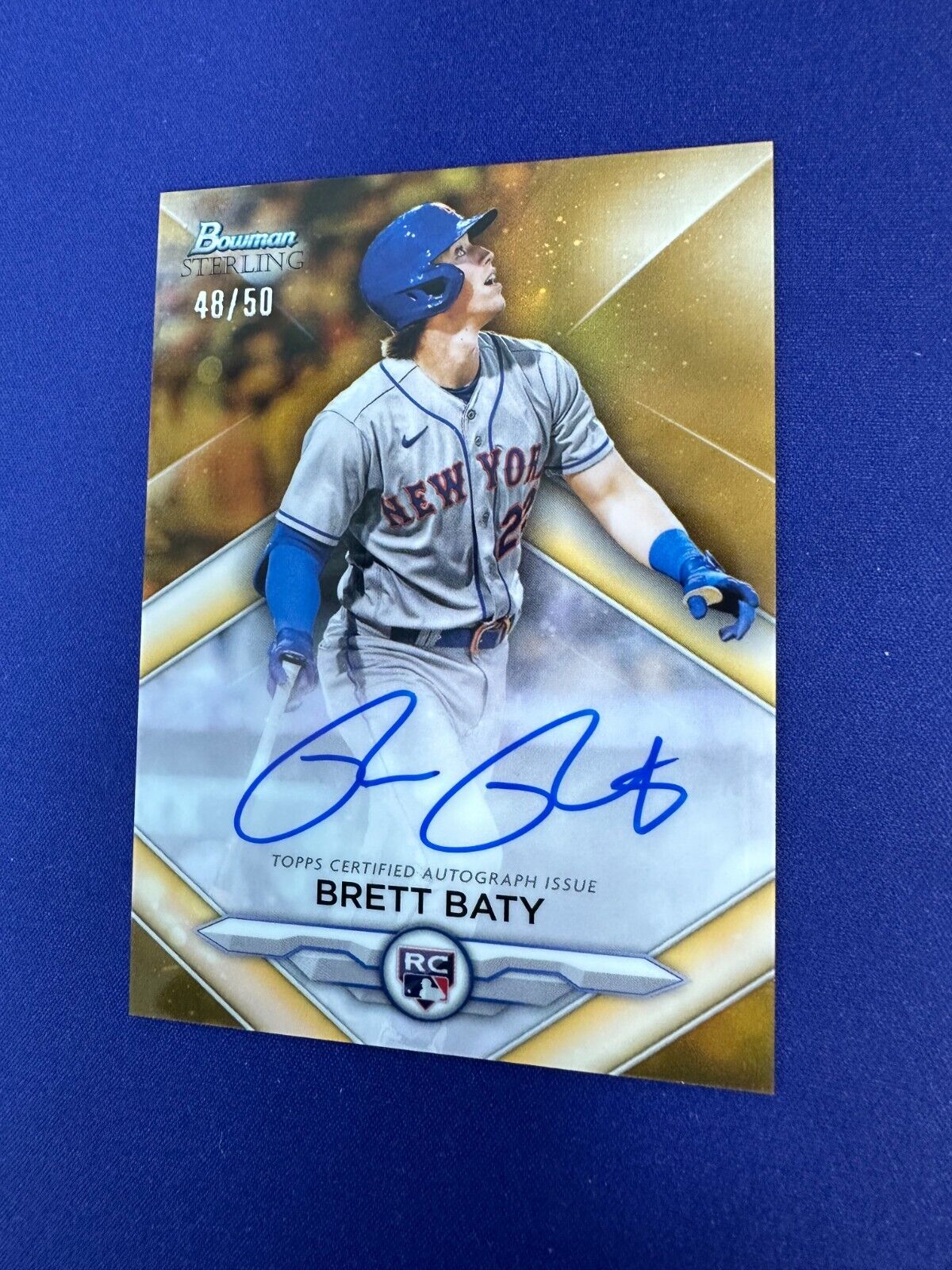 Brett Baty GOLD /50 AUTO RC 2023 Bowman Sterling