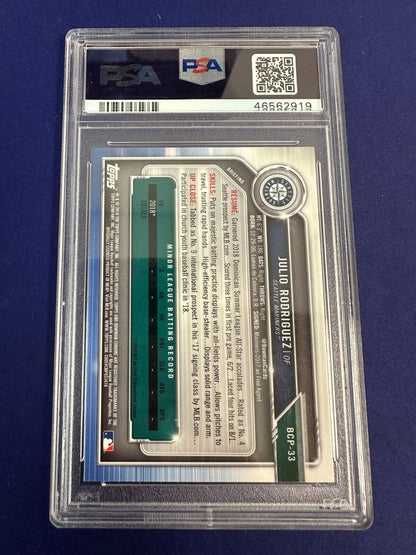 Julio Rodriguez 1st Mojo Refractor RC PSA 9 2019 Bowman Mega Box