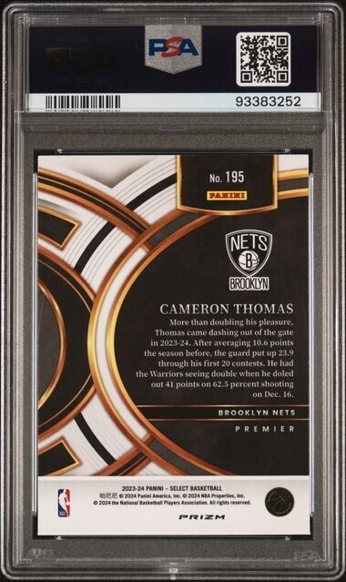 Cameron Cam Thomas Tiger Stripe Premier Level PSA 10 2023-24 Select