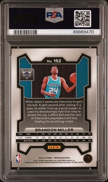 Brandon Miller Base Prizm RC PSA 10 2023-24 Prizm