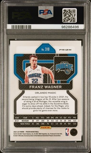 Franz Wagner Blue Wave PSA 10 RC 2021-22 Prizm