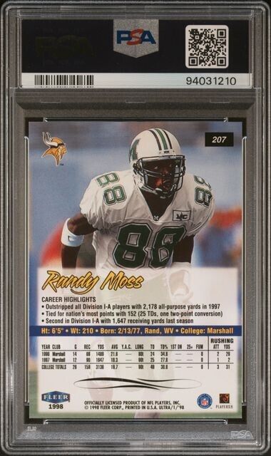 Randy Moss PSA 10 RC 1998 Fleer Ultra