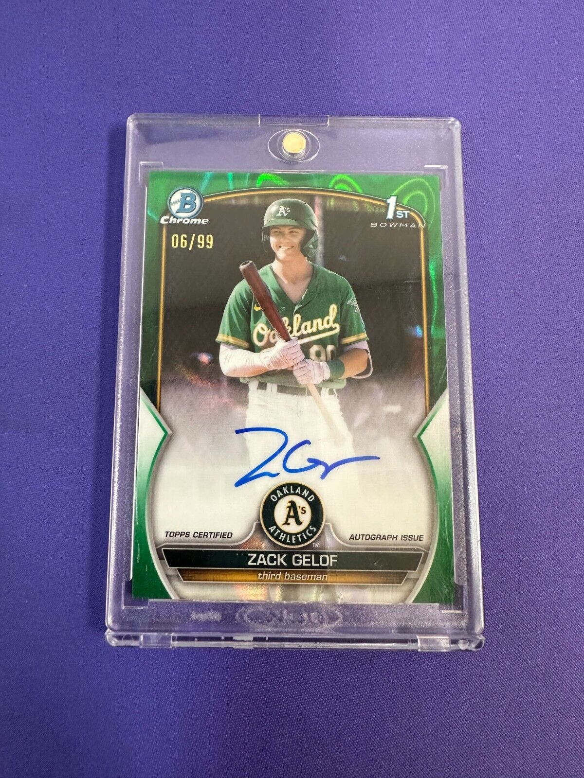 Zach Gelof Green Pattern /99 AUTO 1st Bowman 2023