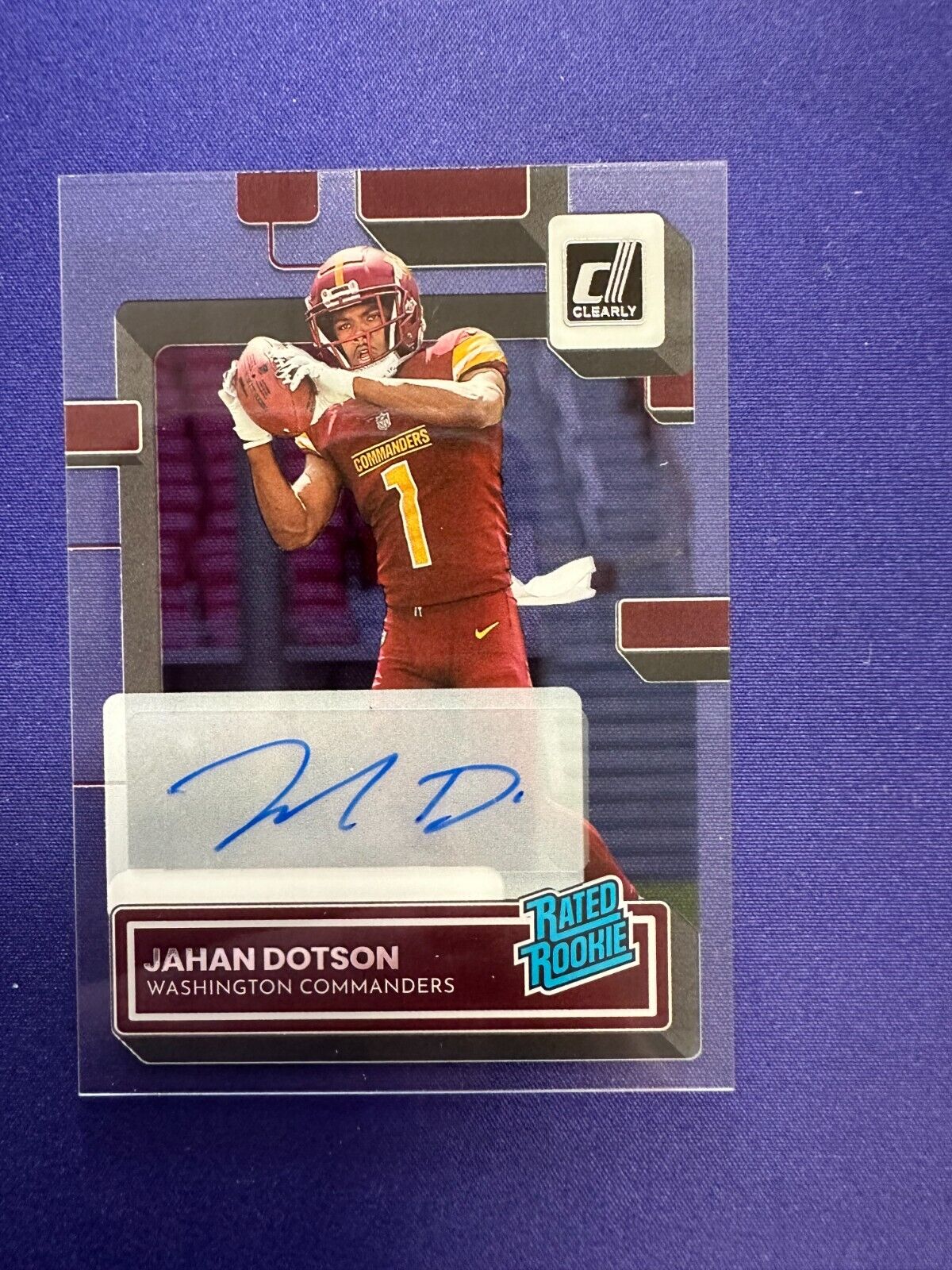 Jahan Dotson Clearly Rated Rookie AUTO RC 2022 Panini Donruss Clearly