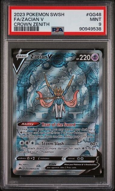 Zacian V Full Art PSA 9 2023 Pokemon SWSH Crown Zenith