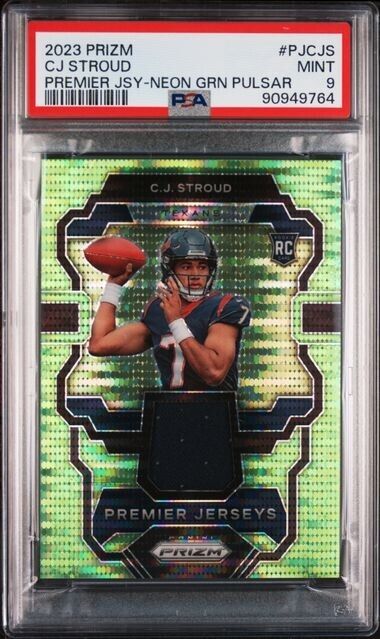 CJ Stroud Green Pulsar Jersey PSA 9 RC 2023 Prizm