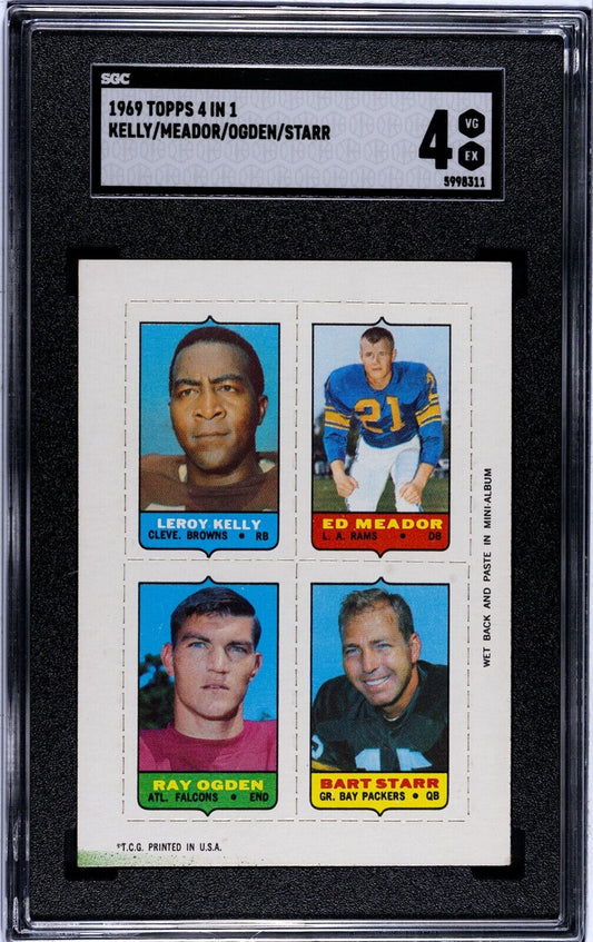 Bart Starr / Kelly / Meador / Ogden SGC 4 1969 Topps 4-in-1 Stamps