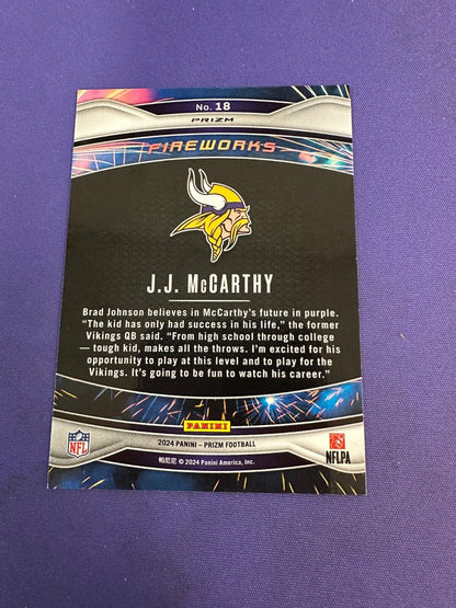 JJ McCarthy Fireworks Green Ice RC 2024 Prizm